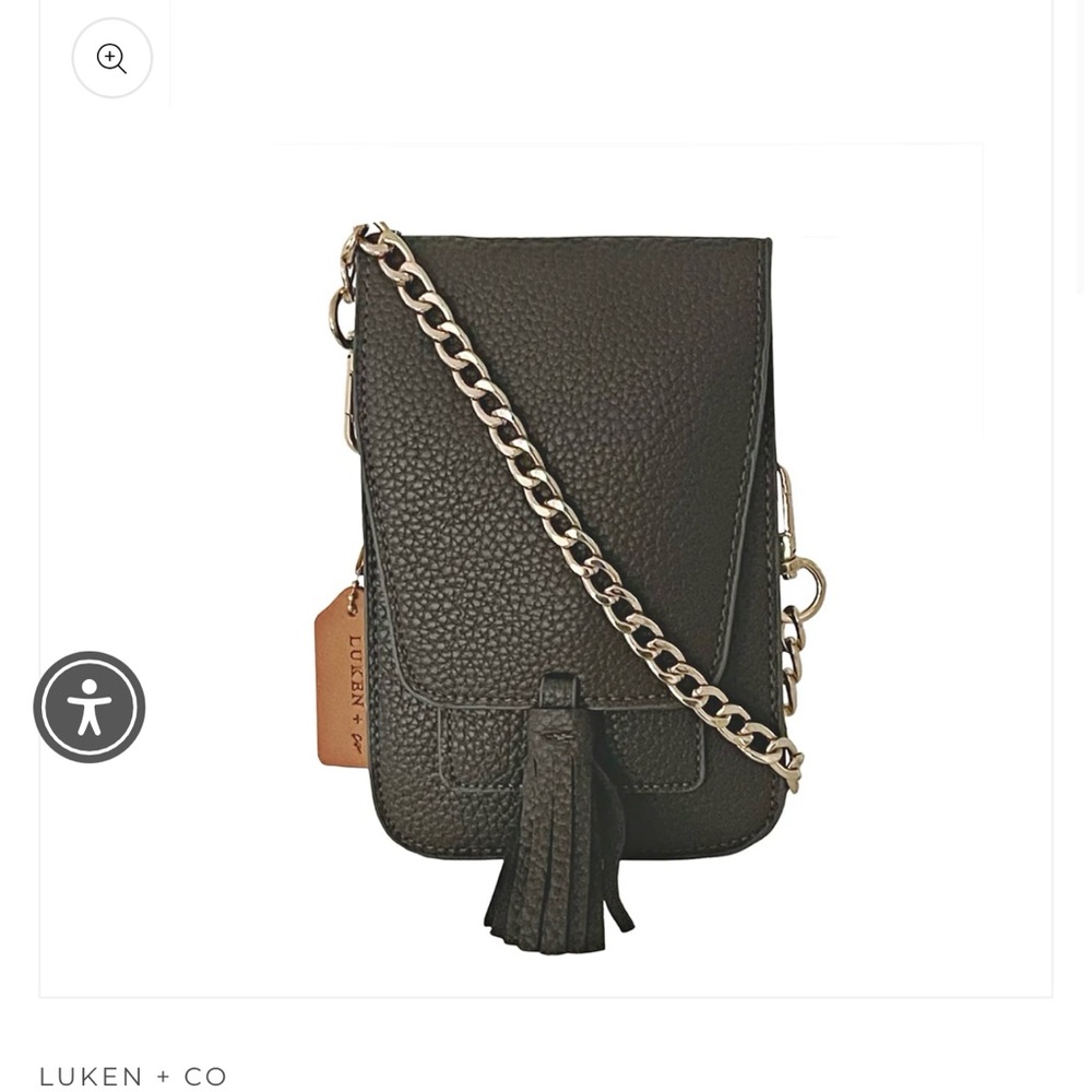 Grey Vegan leather “Lea” phone bag with crossbody strap